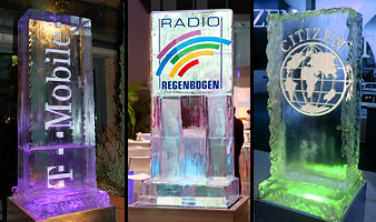 Eissäulen in verschiedenen Größen Formen und Farben